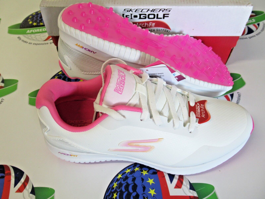 skechers go golf max 2 womens golf shoes white/pink/grey uk size 6