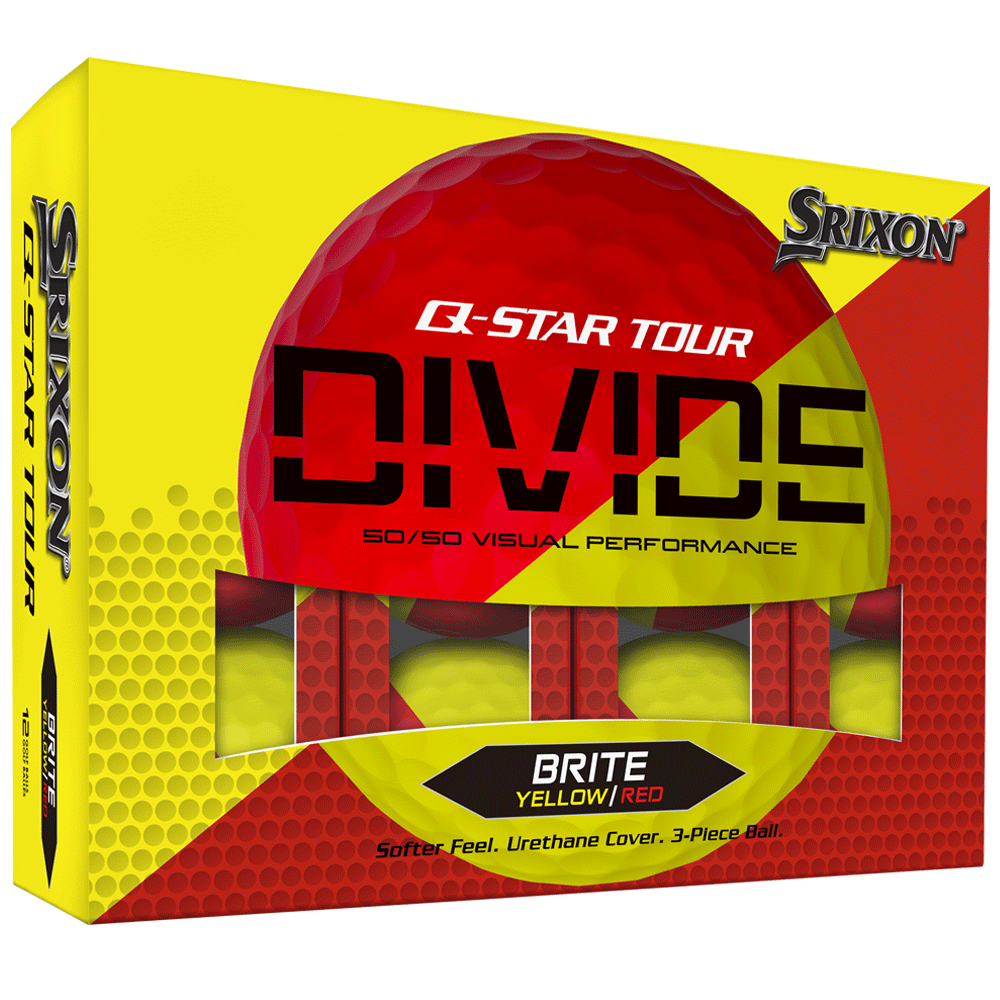 12 Srixon Q-STAR TOUR DIVIDE Yellow/Red Golf Balls