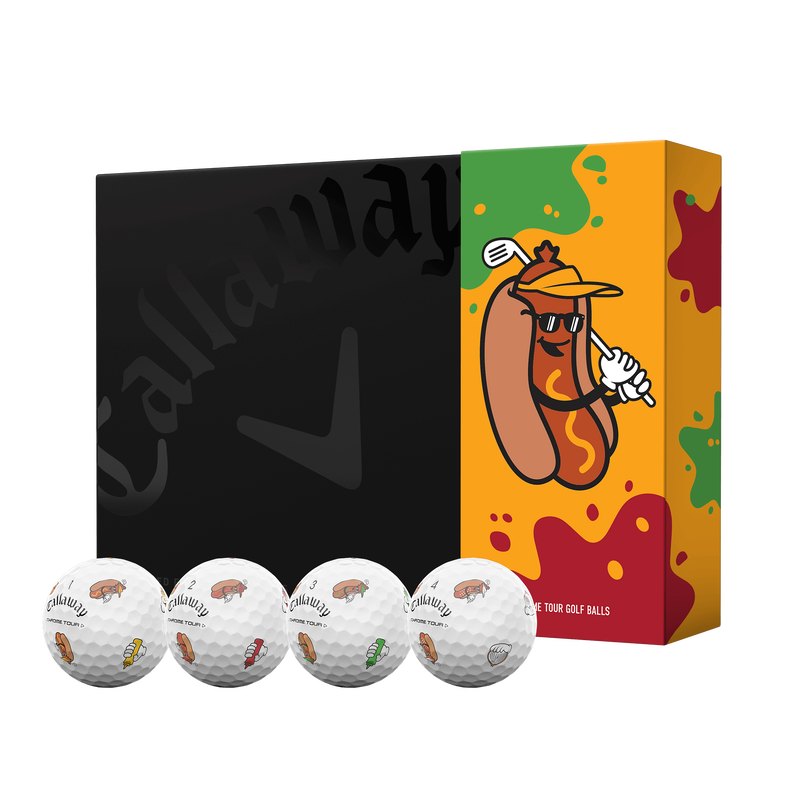 new 12 callaway chrome tour truvis limited edition hot dog golf balls