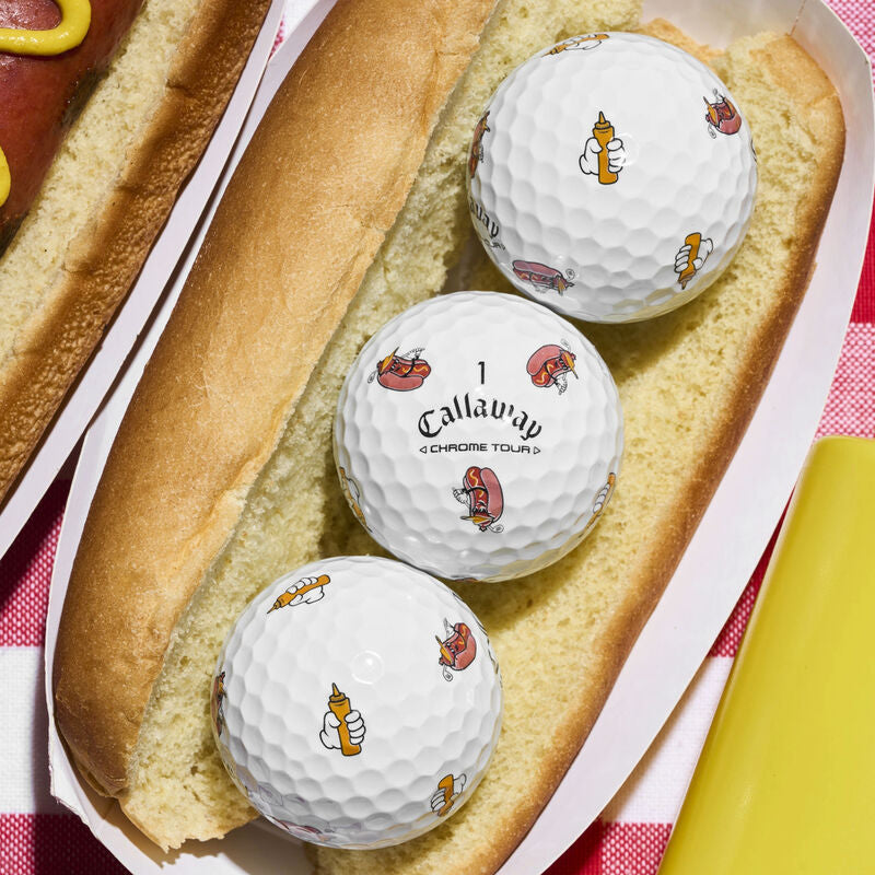 new 12 callaway chrome tour truvis limited edition hot dog golf balls