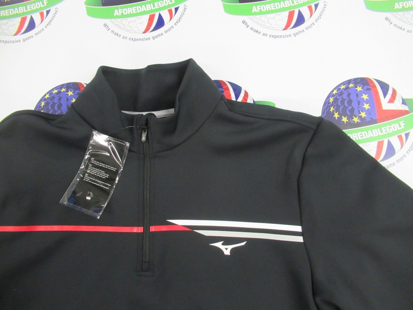 mizuno breeze t-stripe 1/4 zip sweater black uk size small