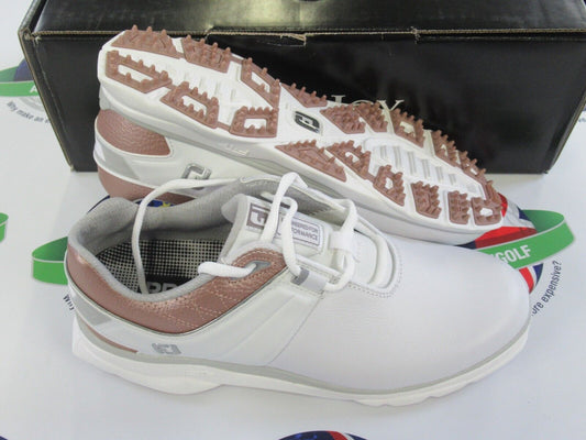 footjoy pro sl womens golf shoes white/rose copper uk size 4.5 medium