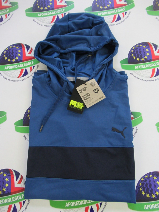 puma mattr colour block hoodie lake blue/ navy blazer uk size xxl