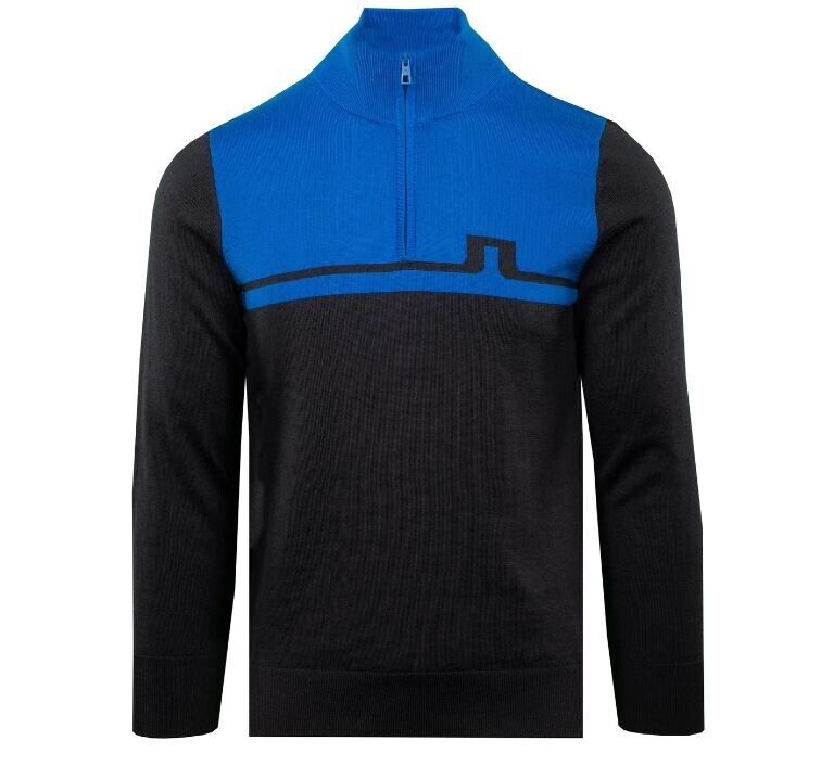 j lindeberg theo zipped golf sweater egyptian blue uk size large