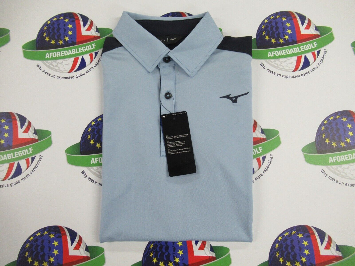 mizuno comp trim polo shirt dream blue/navy uk size small