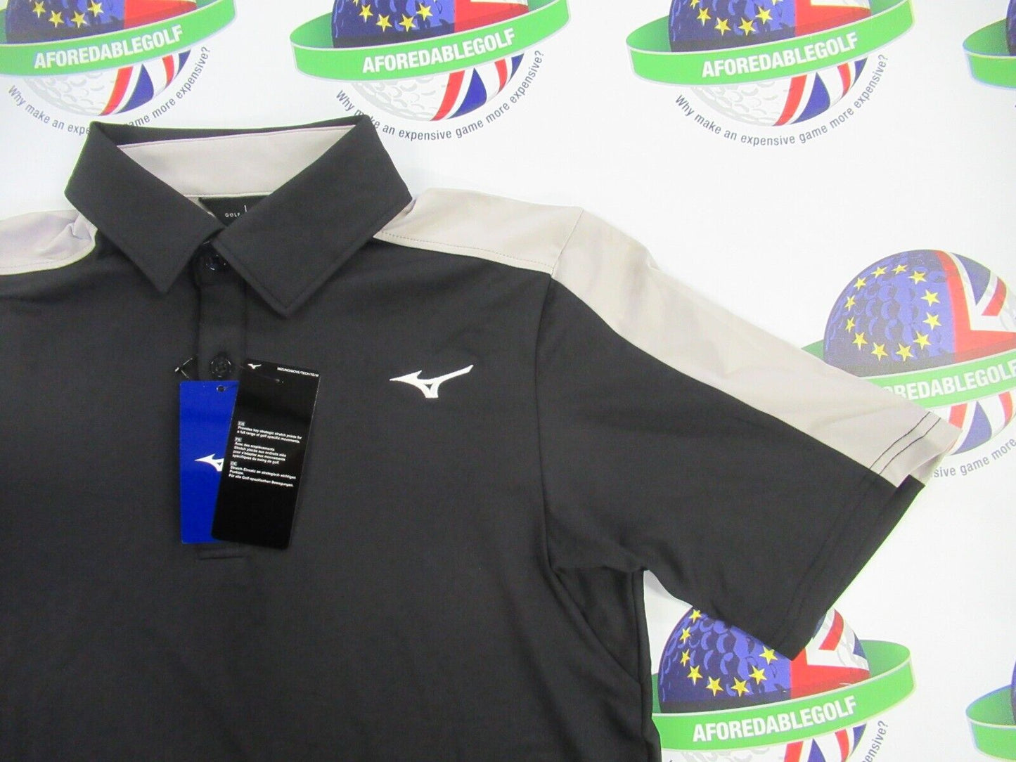 mizuno comp trim polo shirt black uk size xl