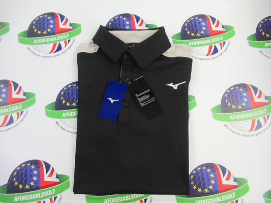 mizuno comp trim polo shirt black uk size small