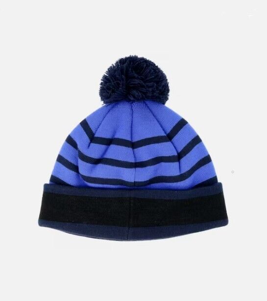 j.lindeberg pom stripe golf beanie daz blue one size fits all