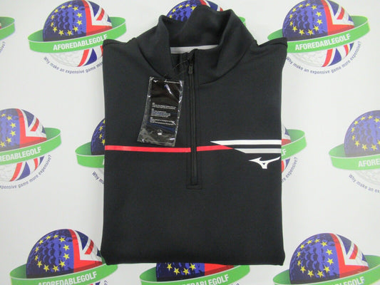 mizuno breeze t-stripe 1/4 zip sweater black uk size small