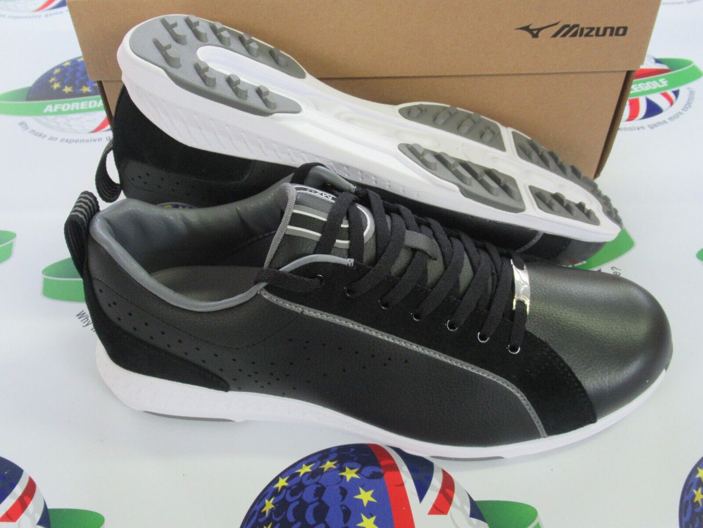 mizuno mzu le navy black leather golf shoes uk size 10