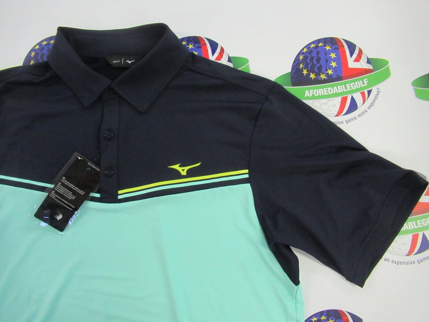 mizuno elite bloc polo shirt ice green uk size large