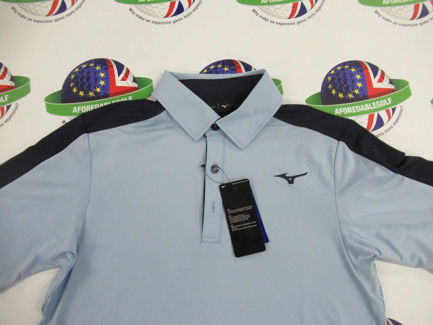 mizuno comp trim polo shirt dream blue/navy uk size small