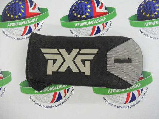 pxg black/grey leather driver head cover