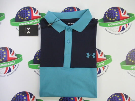 under armour the performance polo 3.0 glacier blue midnight navy uk size medium